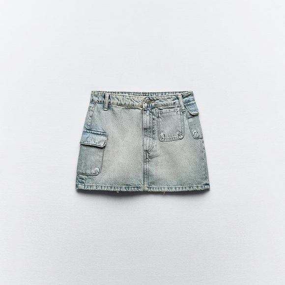 ZARA NWT DENIM CARGO SKIRT TRF - Picture 7 of 11